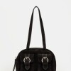 Cartera al hombro Indie en cuero gamuza Negro