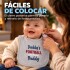 Set Baberos Para Bebé X3 Algodón Frases Surtidas Velcro Bordó 1