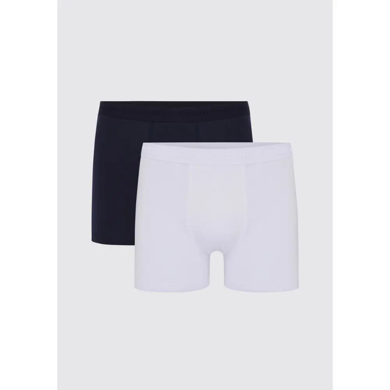 KIT COM 2 CUECAS BOXER BRANCO/AZUL
