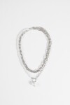 Collar multiple cadenas con perla plateado