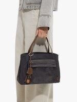 Bolso Tote De Nylon Con Colgante gris