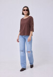 Remera Botones Chocolate