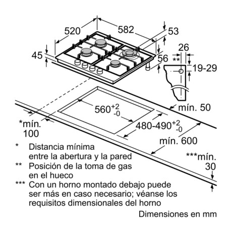 Anafe a gas Bosch de 60cm PGH6B5B90 Anafe a gas Bosch de 60cm PGH6B5B90