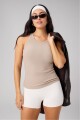 Bividi Modal Rib High Neck Built-In Bra Tank Mujer Brutalist Khaki