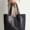 Shopper The Braided en cuero vegetal liso Negro