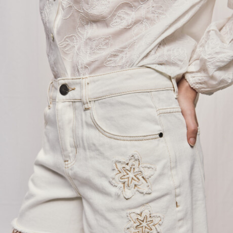 SHORT FLORE Blanco