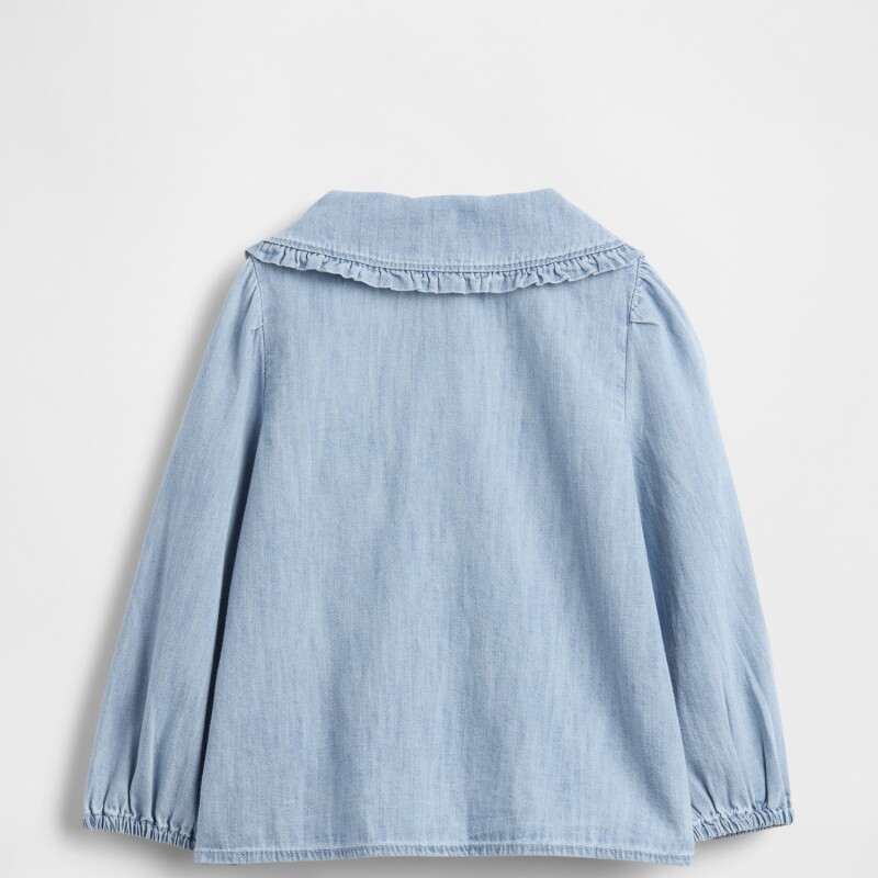 LS COLLAR DNM TOP LIGHT WASH