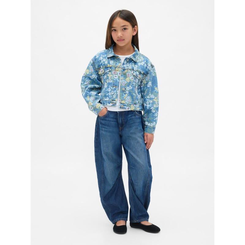 BALLOON SLV DNM JKT - FLORAL MEDIUM WASH