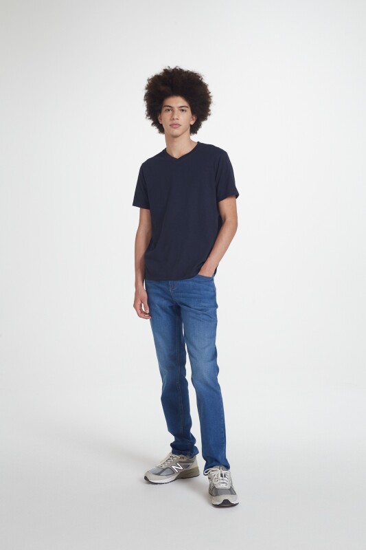 CAMISETA MM MASC AZUL CARIBE/CHUMBO/BLANCO