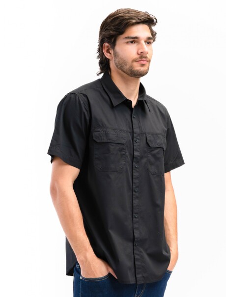 Camisa Fishing Manga Corta Negro