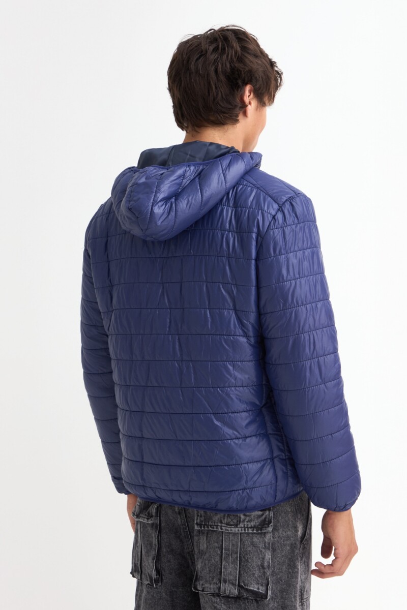Campera puffer básica con capucha AZUL MARINO