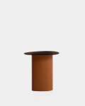 Mesa auxiliar Olir de vidrio templado y acero terracota 48 x 46,8 cm Mesa auxiliar Olir de vidrio templado y acero terracota 48 x 46,8 cm