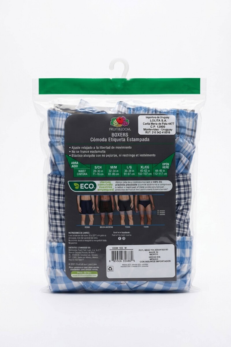 Pack x3 Boxer de tela para caballero MULTICOLOR