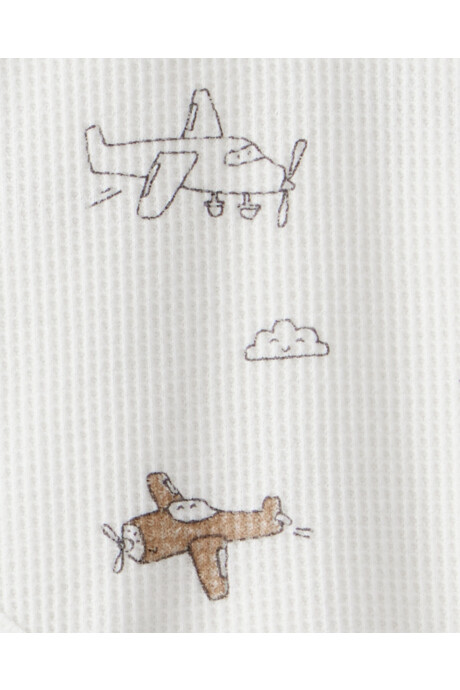 Set dos piezas de algodón, pantalón y body henley térmico, diseño aviones Sin color