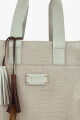 Bolso Tote de Cuero Vacuno y Pelo Natural Croco beige