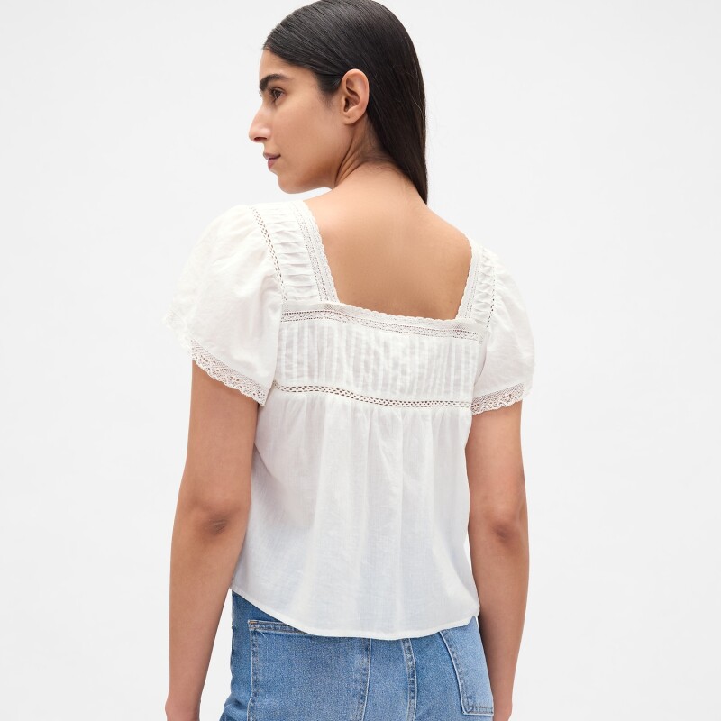 SS LACE INSERT BTN FRONT TOP NEW OFF WHITE
