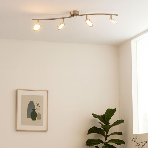 Spot varal níquel 4 luces 4W cálida KARYSTOS EG3646