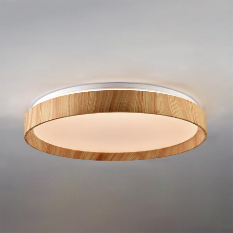 Plafón LED red. madera 32W 2 tonos Ø50cm dimerizable VK-BORE VK0008