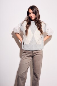 Chaleco Rombos Gris Melange