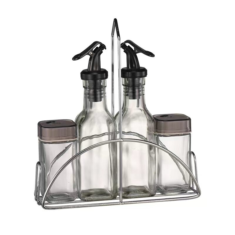 Set Especieros de Vidrio con Soporte Metal Set Especieros de Vidrio con Soporte Metal