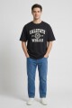 Remera m/c estampa universitaria NEGRO