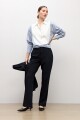 Camisa rayada con pechera celeste