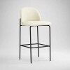 Banco Alto para barra base y patas metal negras / Asiento y respaldo tapizado pu color perla Banco Alto para barra base y patas metal negras / Asiento y respaldo tapizado pu color perla