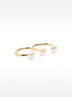 Anillo Doble Con Perlas De Agua Dulce - Plata De Ley 925 dorado