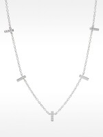 Collar Con Barras Y Circonitas - Plata De Ley 925 plateado
