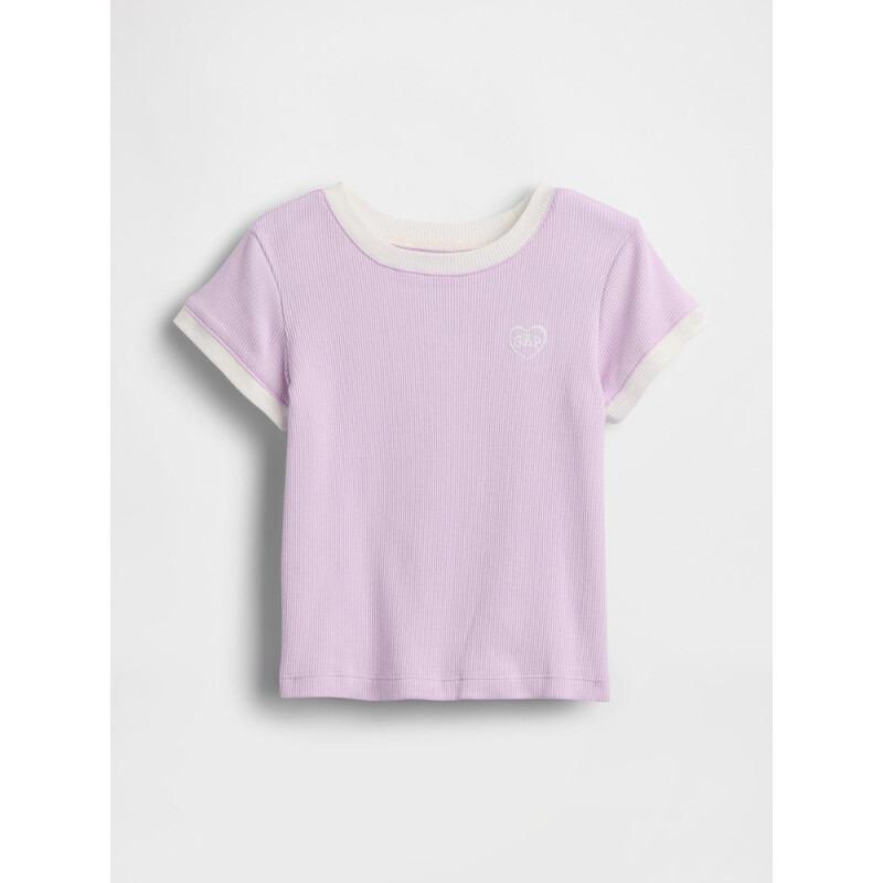 V-JPN IE RIB RINGER TEE PALE LILAC