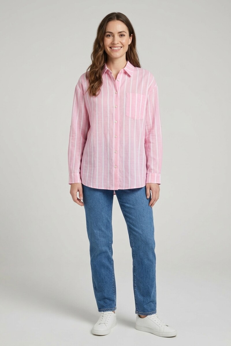Camisa m/l rayada ROSA