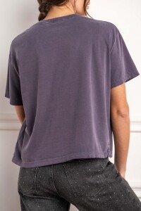 Remera Algodon Lavado Berenjena