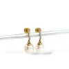 Caravanas Perlas y Zirconia- Oro bajo - Perla de río y Zirconia- CA8215 conperla