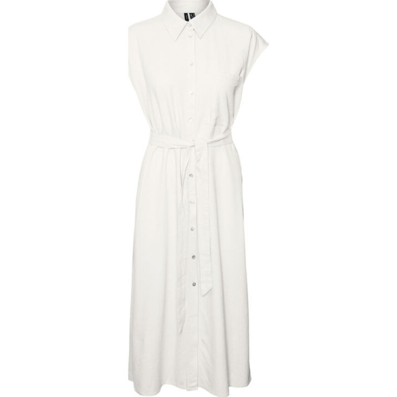 VMMYMILO SL CALF SHIRT DRESS WVN GA SNOW WHITE