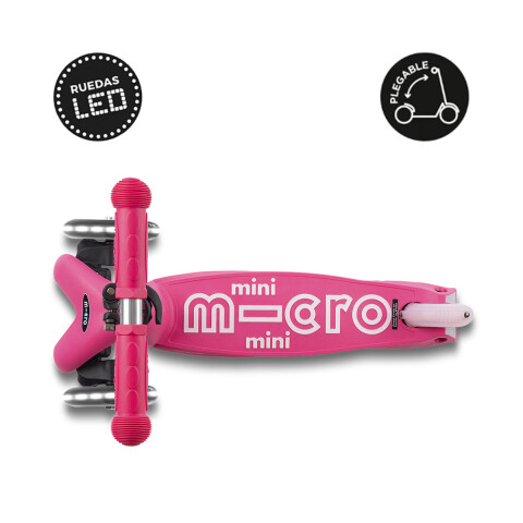 Monopatín Micro Mini Plegable Neón LED Ajustable con 3 Ruedas ROSA