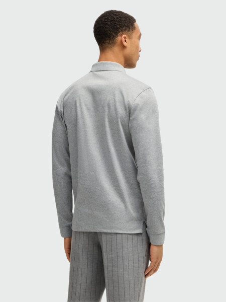 BOSS - Remera Polo de Algodón Interlock con Logotipo Gris Medio