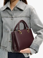 Bolso Tote Con Textura burdeos