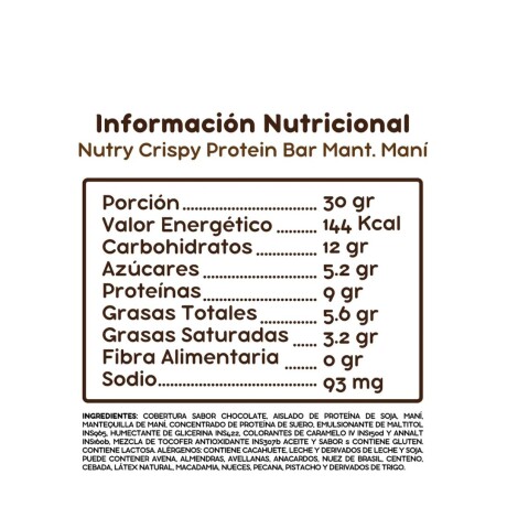 Barra de proteina 30 grs x 12 Nutry Maní