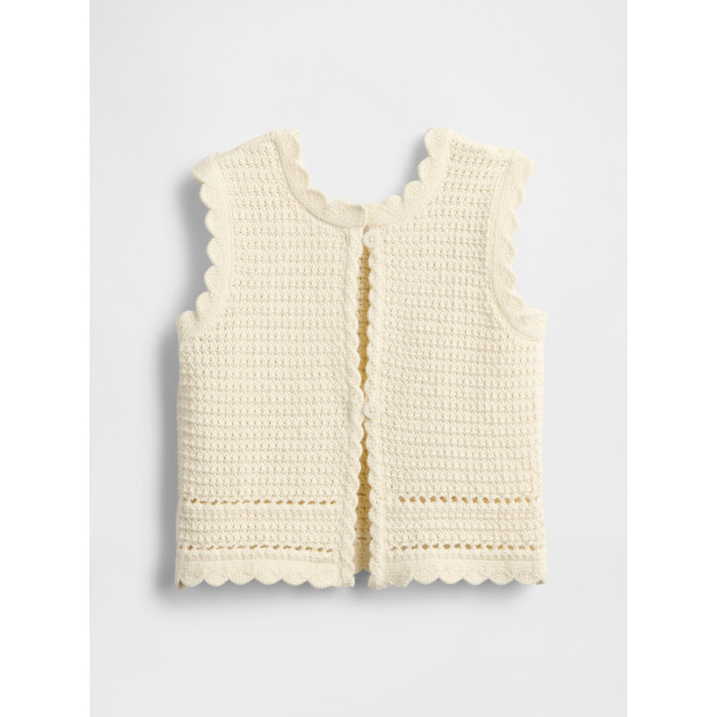 SL CROCHET BTN BACK TOP IVORY FROST