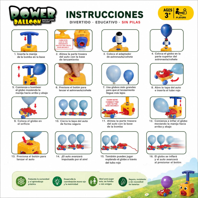 Juguete Lanzador de Autos con Globo - Power Balloon Educativo para niños Juguete Lanzador de Autos con Globo - Power Balloon Educativo para niños