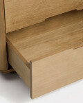 Mesita de noche Arelida de chapa y madera maciza de roble acabado marrón claro 65 x 50 cm Mesita de noche Arelida de chapa y madera maciza de roble acabado marrón claro 65 x 50 cm