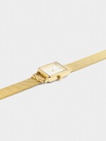 Reloj Cuadrado Malla Metálica De Acero dorado
