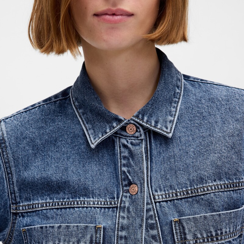 LS CROPPED SHACKET - MED AMET MEDIUM WASH