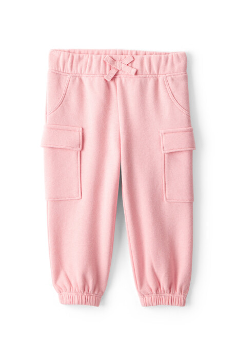 Set dos piezas de algodón, pantalón y canguro, rosado Sin color