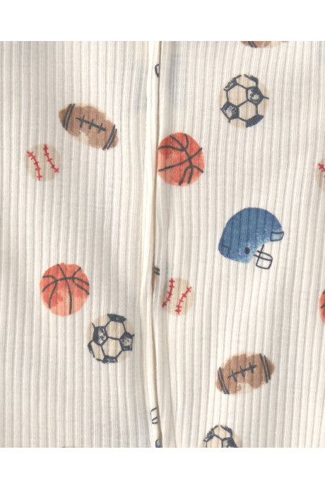 Pack dos pijamas enterito con pie, de algodón, diseño deportes y rayas Sin color