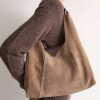 Cartera al hombro The Shopping en cuero gamuza Marron