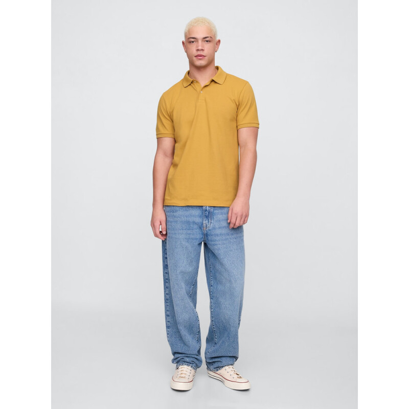 V-STRETCH PIQUE POLO - SOLID HONEY IM HOME