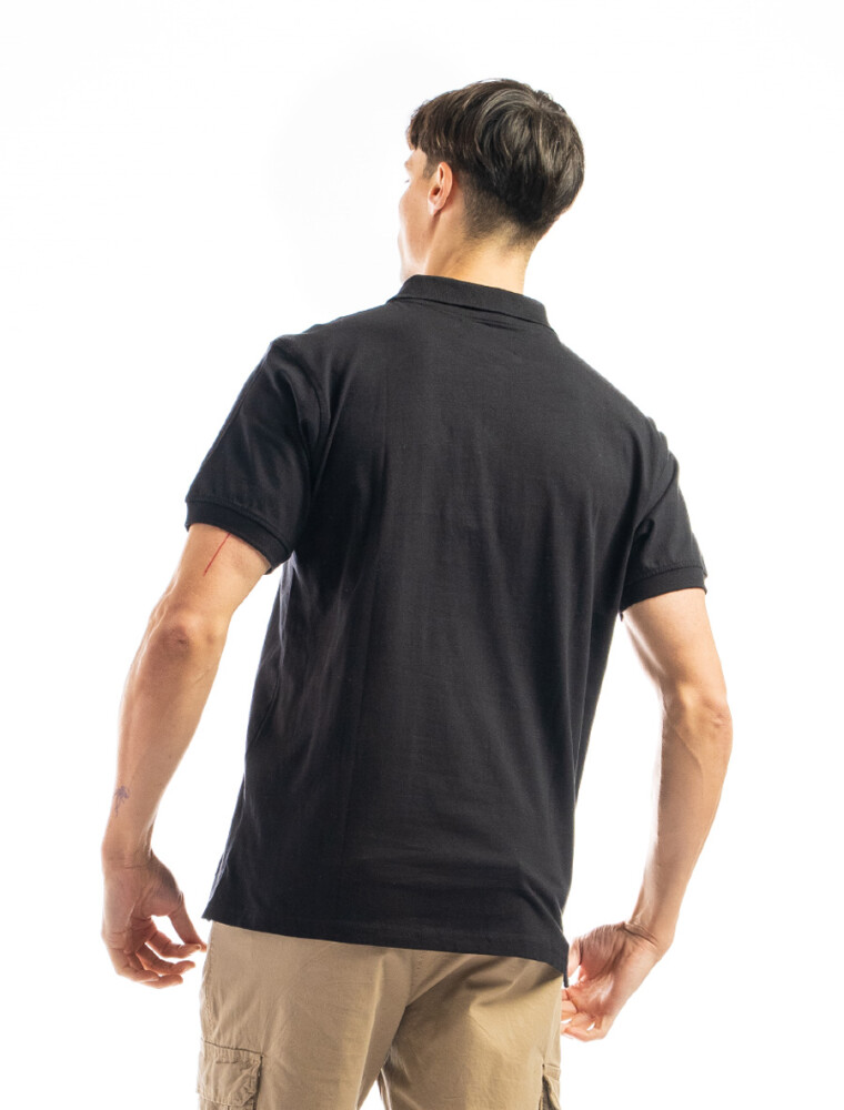 Remera Algodón Polo Jersey Negro