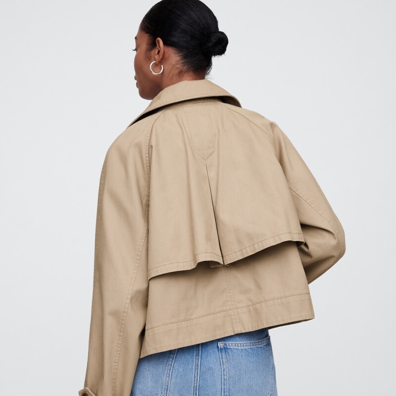 V-CROPPED MODERN TRENCH CARGO KHAKI