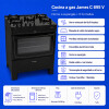 Cocina A Gas James 5 Hornallas Negra Con Mesada De Vidrio Negra C 695 V Cocina A Gas James 5 Hornallas Negra Con Mesada De Vidrio Negra C 695 V